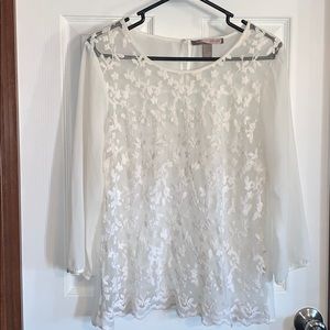 Women’s White Forever 21 Contemporary Lace Blouse